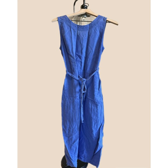 Nicole Miller NY Linen Fit and Flare Midi Dress Blue - Picture 3 of 7